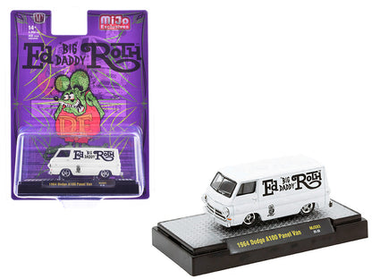 1964 Dodge A100 Panel Van "Ed 'Big Daddy' Roth - Rat Fink" White Limited Edition to 4950 pieces Worldwide 1/64 Diecast Model Car by M2 Machines  free shipping USA
