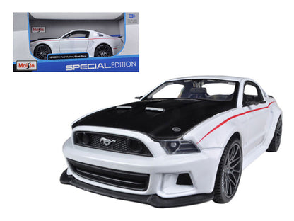 2014 Ford Mustang "Street Racer" White with Black Hood "Special Edition" Series 1/24 Diecast Model Car by Maisto  free shipping USA