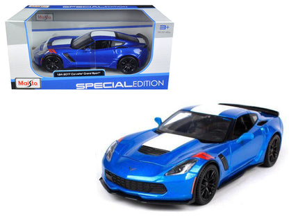 2017 Chevrolet Corvette Grand Sport Blue Metallic 1/24 Diecast Model Car by Maisto  free shipping USA
