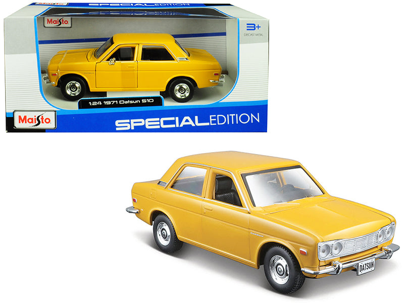 1971 Datsun 510 Yellow "Special Edition" 1/24 Diecast Model Car by Maisto  free shipping USA