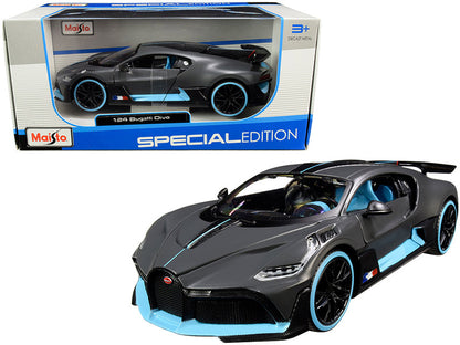 Bugatti Divo Satin Charcoal Gray with Carbon and Blue Accents "Special Edition" 1/24 Diecast Model Car by Maisto  free shipping USA