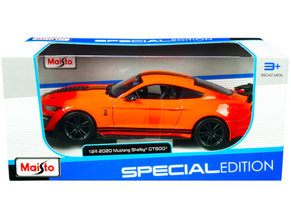2020 Ford Mustang Shelby GT500 Bright Orange with Black Stripes 1/24 Diecast Model Car by Maisto  free shipping USA