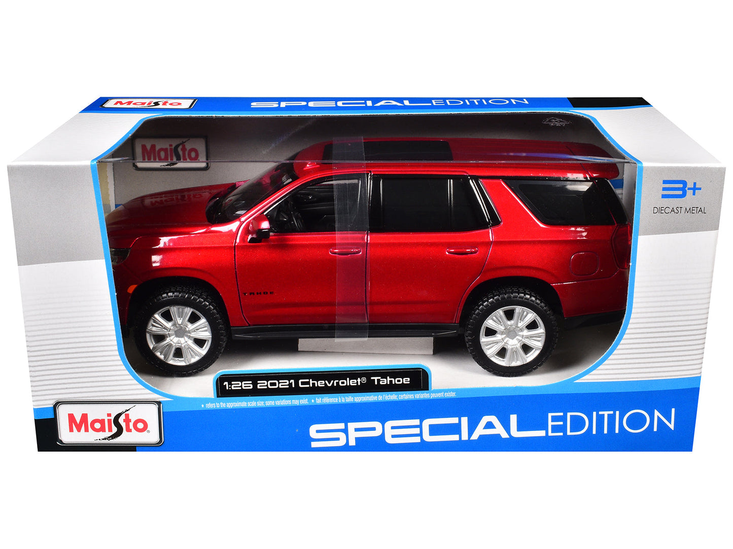 2021 Chevrolet Tahoe Red Metallic with Sunroof 1/24 Diecast Model Car by Maisto  free shipping USA