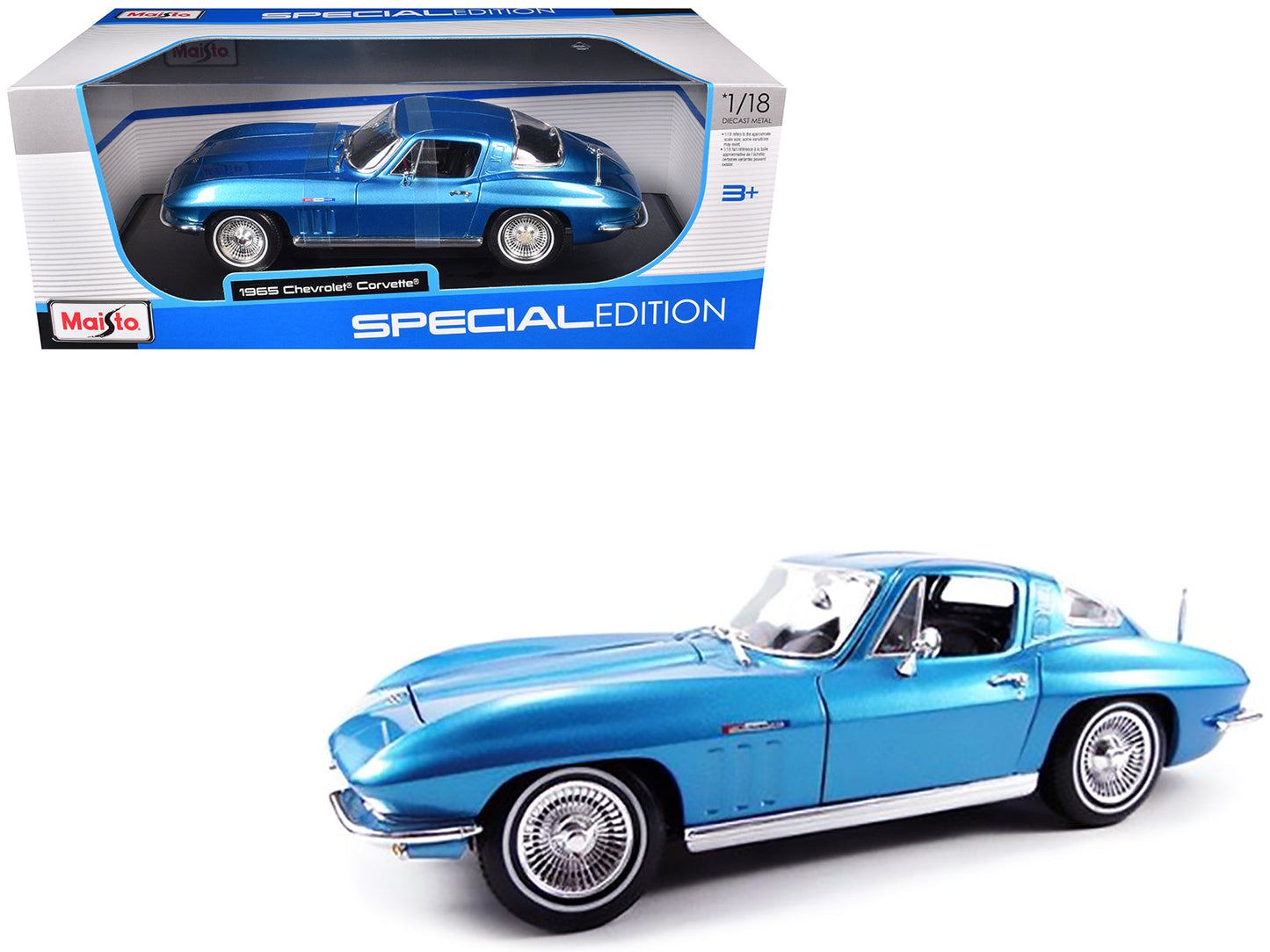 1965 Chevrolet Corvette Blue Metallic 1/18 Diecast Model Car by Maisto  free shipping USA