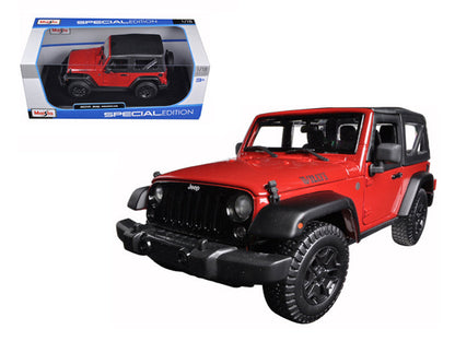 2014 Jeep Wrangler Willys Red 1/18 Diecast Model Car by Maisto  free shipping USA