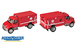 Walthers SceneMaster 949-11931 HO Intl 4300 EMS Ambulance - Red