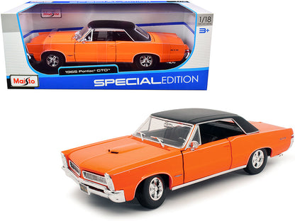 1965 Pontiac GTO Hurst Orange with Black Top and White Stripes "Special Edition" 1/18 Diecast Model Car by Maisto  free shipping USA