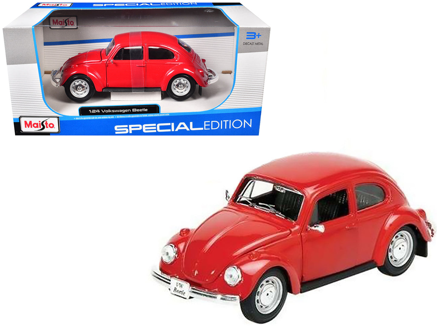 1973 Volkswagen Beetle Red 1/24 Diecast Model Car by Maisto  free shipping USA
