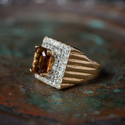 Vintage Austrian Crystal Cocktail Ring 18k Yellow or White Gold Electroplated Women's Birthstne RingMade in USA by PVD Vintage Jewelry