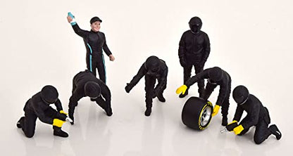 Formula One F1 Pit Crew 7 Figure Set Team Black Release III for 1/18 Scale Models by American Diorama