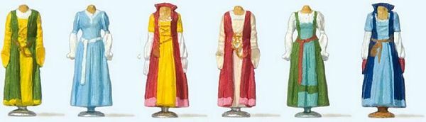 Preiser 24767 HO Scale Medieval Women's Clothing on Dress Stands