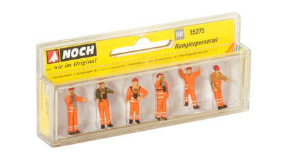 Noch 15275 HO Scale Shunters Figure Set, Orange Uniforms, 6-Pack
