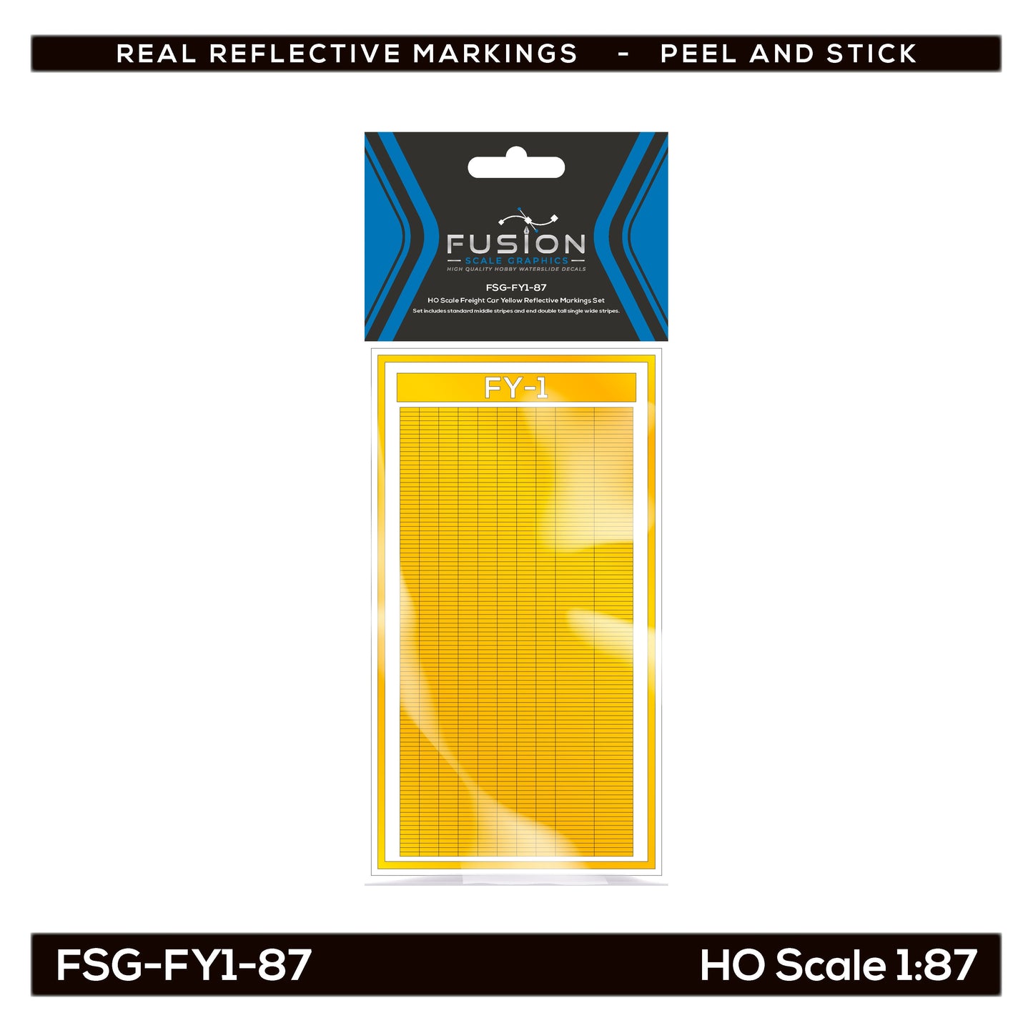 HO Scale Railroad Freight Car Yellow Reflective Markings Set