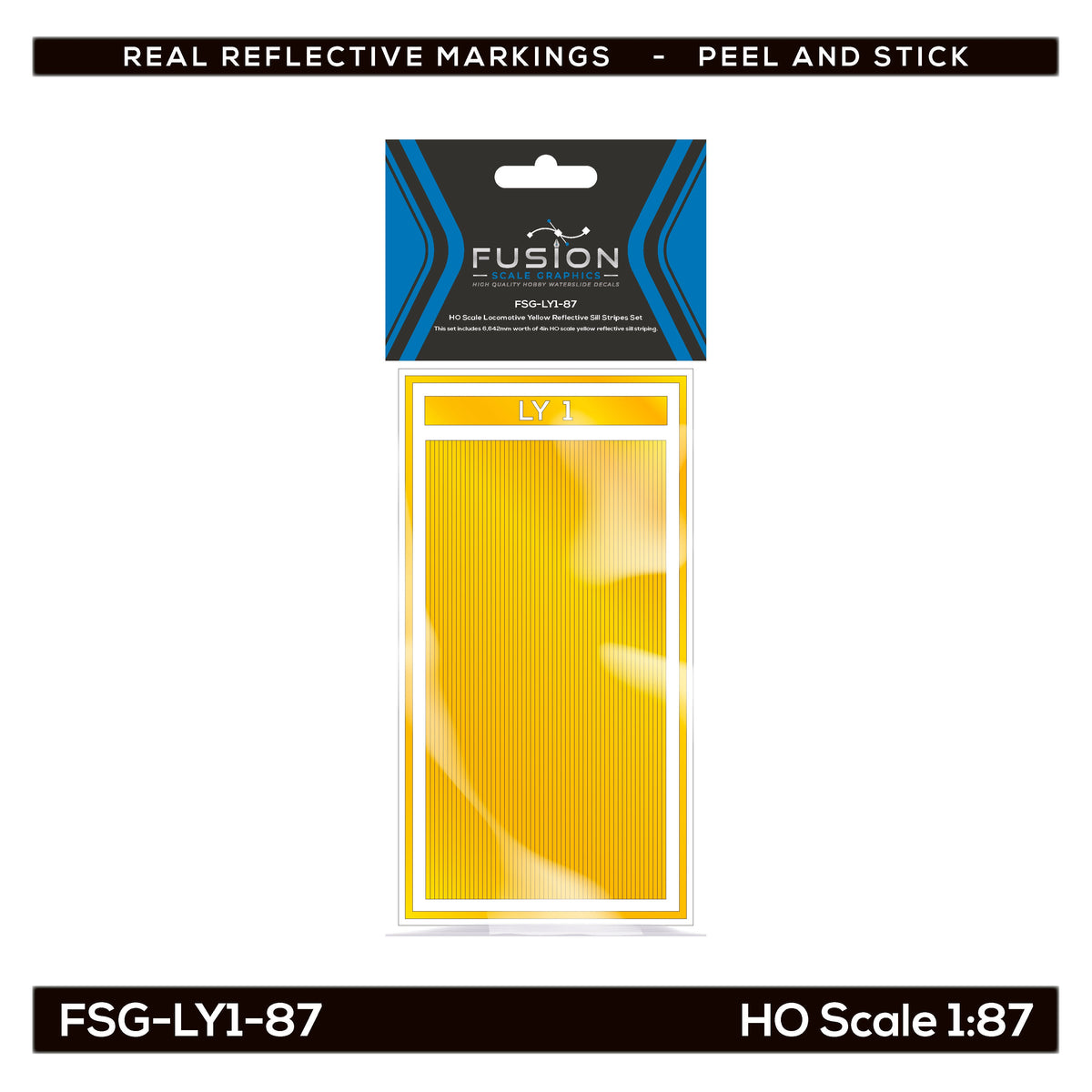 HO Scale Railroad Locomotive Yellow Reflective Sill Stripes Set