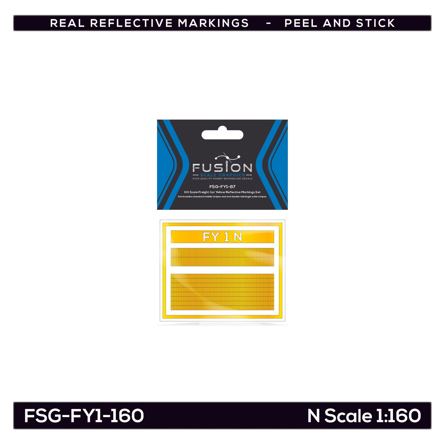 N Scale Railroad Freight Car Yellow Reflective Markings Set