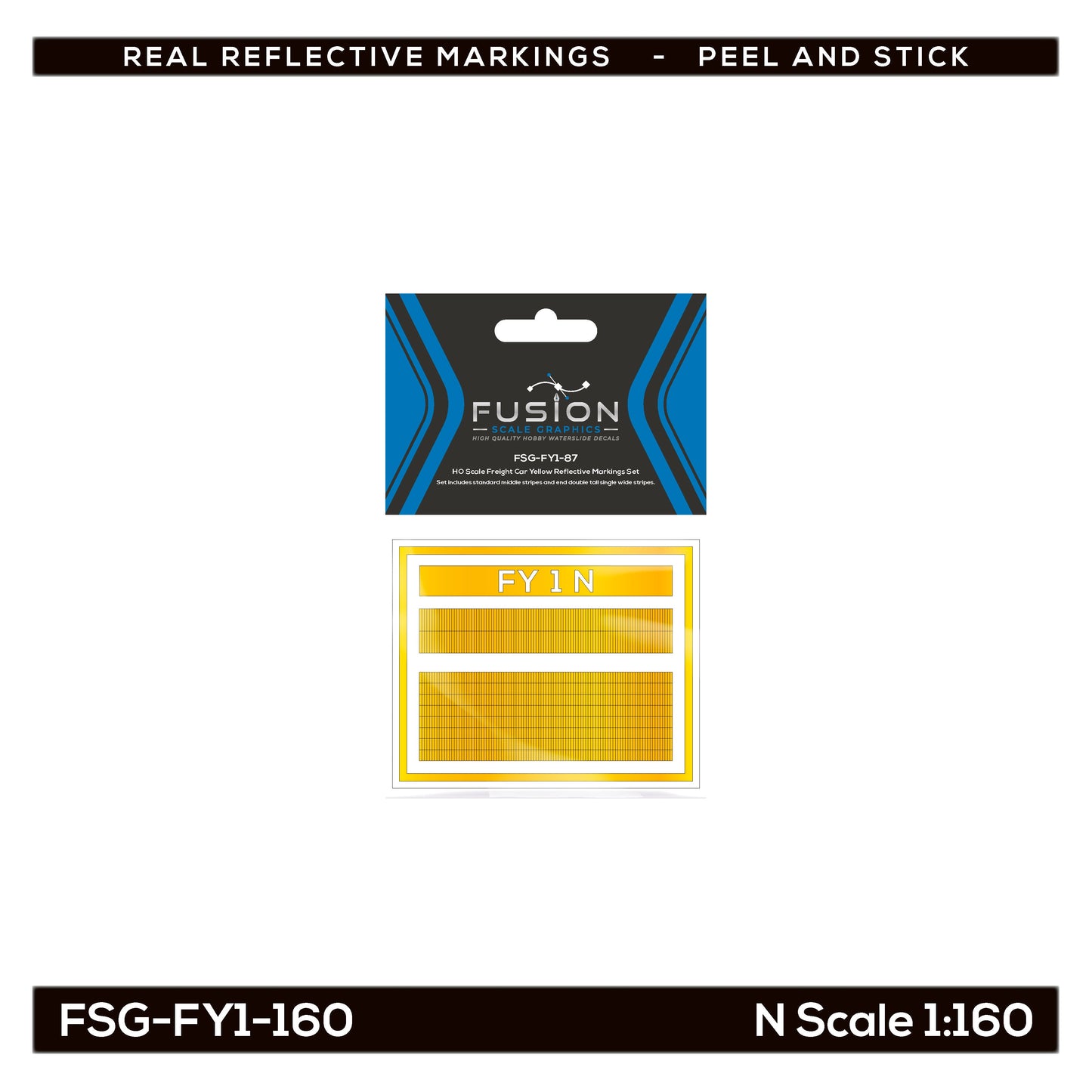 N Scale Railroad Freight Car Yellow Reflective Markings Set