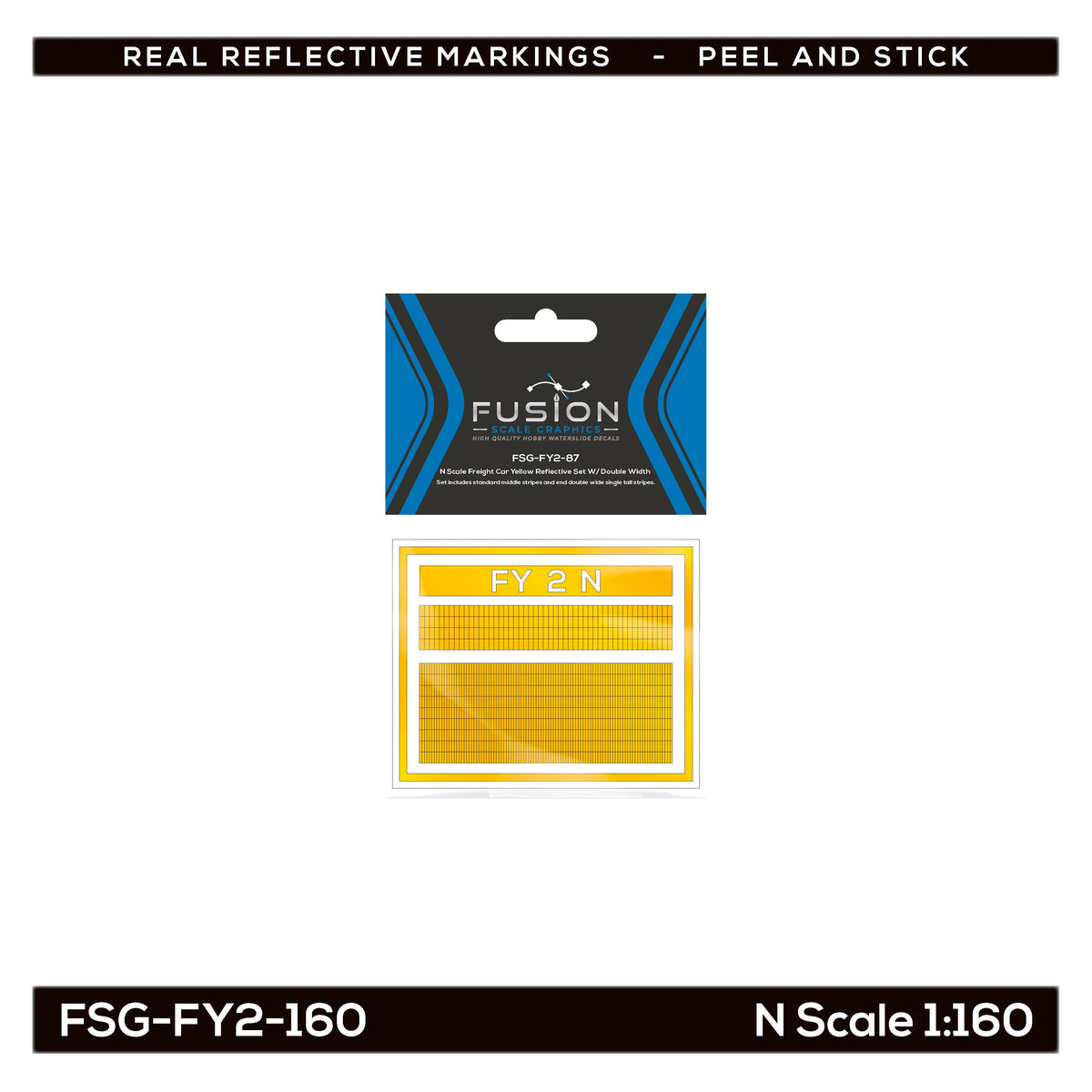 N Scale Railroad Freight Car Yellow Reflective Markings Set W/ Double Width Stripes