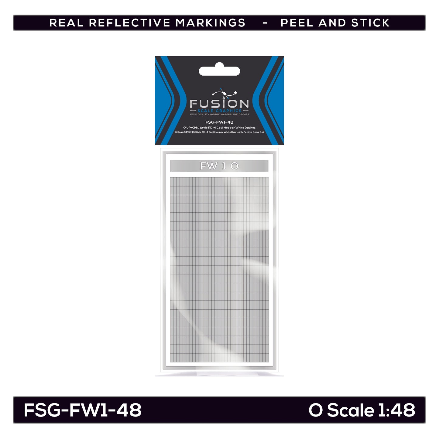 O Scale UP/CMO Style RD-4 Coal Hopper White Dashes Reflective Decal Set