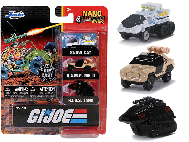"G.I. Joe" 3 piece Set "Nano Hollywood Rides" Diecast Models by Jada  free shipping USA
