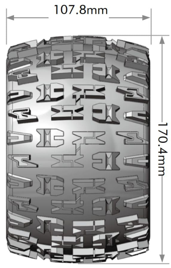 Louise RC MT-Pioneer Sport Compound 1/8 4.2 Monster Truck MFT Belted Tires, 0" & 1/2" Offset, LT3218X