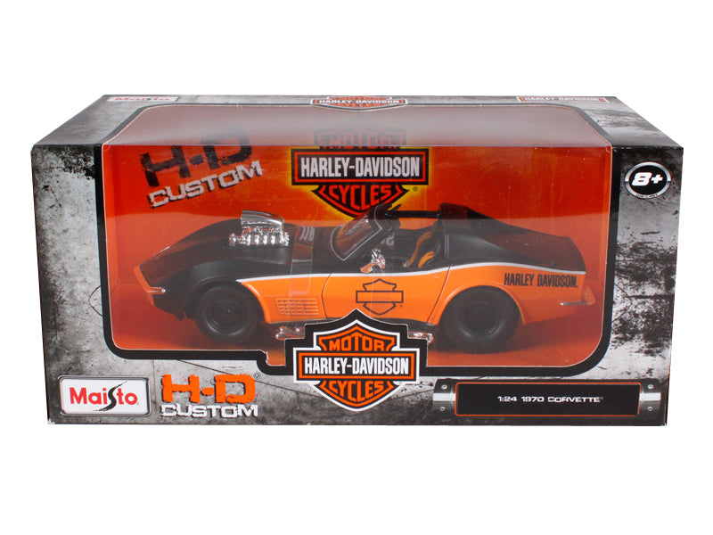 1970 Chevrolet Corvette Harley Davidson Black/Orange 1/24 Diecast Model Car by Maisto  free shipping USA