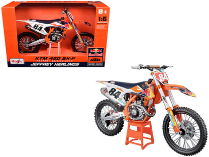 KTM 450 SX-F #84 Jeffrey Herlings "Red Bull KTM Factory Racing" (2018) 1/6 Diecast Motorcycle Model by Maisto  free shipping USA