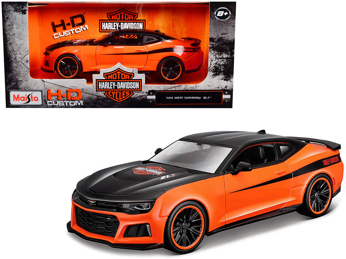2017 Chevrolet Camaro ZL1 Orange and Black "Harley Davidson" "H-D Custom" Series 1/24 Diecast Model Car by Maisto  free shipping USA