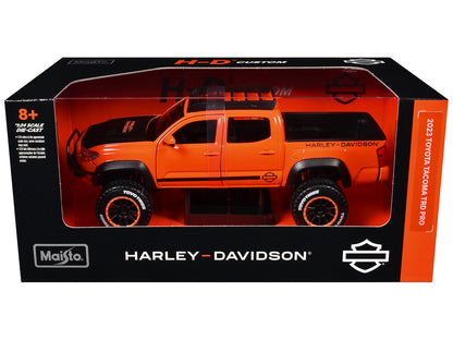 2023 Toyota Tacoma TRD Pro Pickup Truck "Harley Davidson" Orange and Black with Roof Rack "H-D Custom" Series 1/24 Diecast Model Car by Maisto