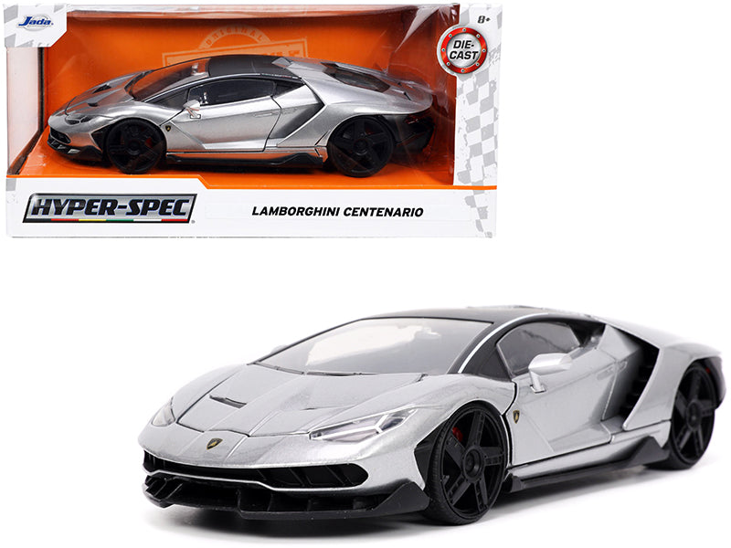 Lamborghini Centenario Gray Metallic with Black Top "Hyper-Spec" Series 1/24 Diecast Model Car by Jada  free shipping USA
