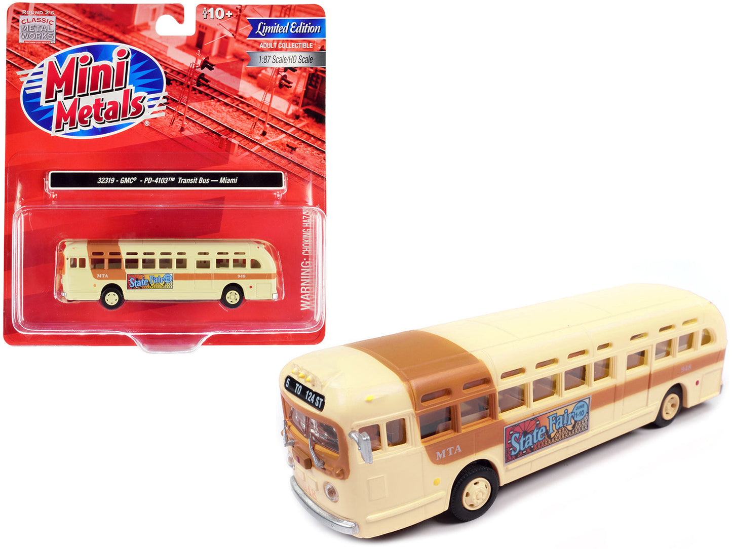 GMC PD-4103 Transit Bus #948 Beige "MTA Miami" 1/87 (HO) Scale Model by Classic Metal Works  free shipping USA