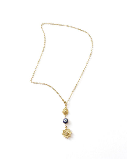 Drishti Evil Eye Charm Drop Necklace by Matr Boomie