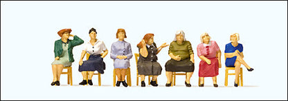 Preiser 10580 HO Scale Pedestrians Waiting Women Sitting on Chairs