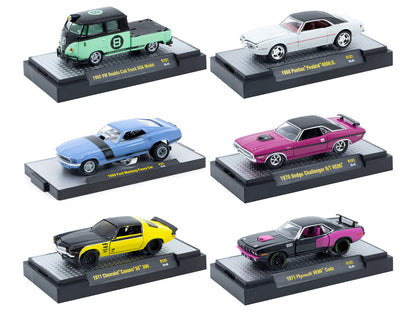 "Auto-Thentics" 6 piece Set Release 101 IN DISPLAY CASES Limited Edition 1/64 Diecast Model Cars by M2 Machines  free shipping USA