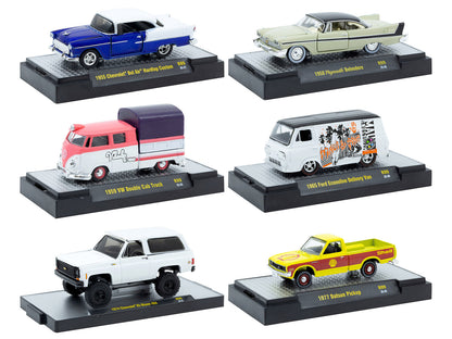 "Auto-Thentics" 6 piece Set Release 99 IN DISPLAY CASES Limited Edition 1/64 Diecast Model Cars by M2 Machines  free shipping USA