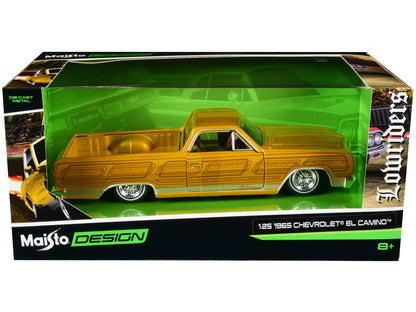 1965 Chevrolet El Camino Lowrider Gold Metallic with Graphics "Lowriders" Series 1/25 Diecast Model Car by Maisto  free shipping USA
