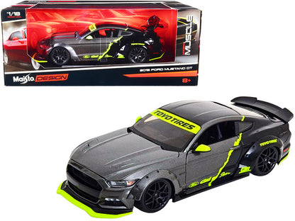 2015 Ford Mustang GT 5.0 Gray Metallic and Black with Graphics "Modern Muscle" Series 1/18 Diecast Model Car by Maisto  free shipping USA