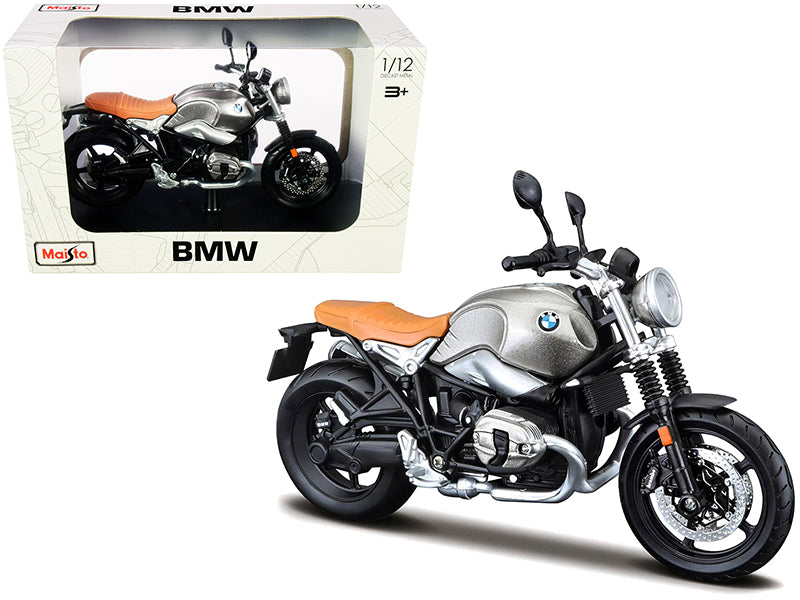 BMW R nineT Scrambler Meatllic Gray with Plastic Display Stand 1/12 Diecast Motorcycle Model by Maisto  free shipping USA