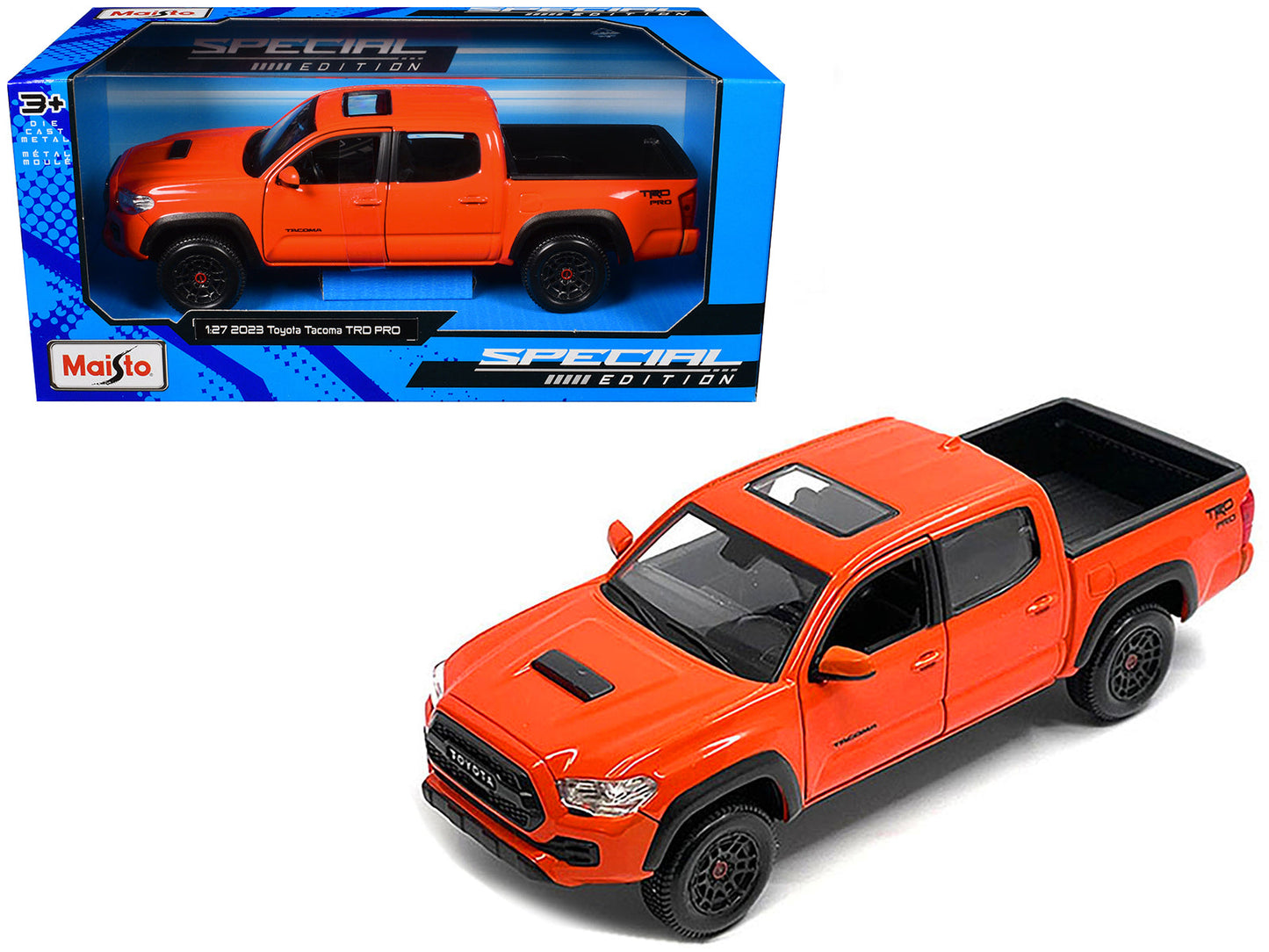 2023 Toyota Tacoma TRD PRO Pickup Truck Solar Octane Orange with Sunroof "Special Edition" Series 1/27 Diecast Model Car by Maisto  free shipping USA