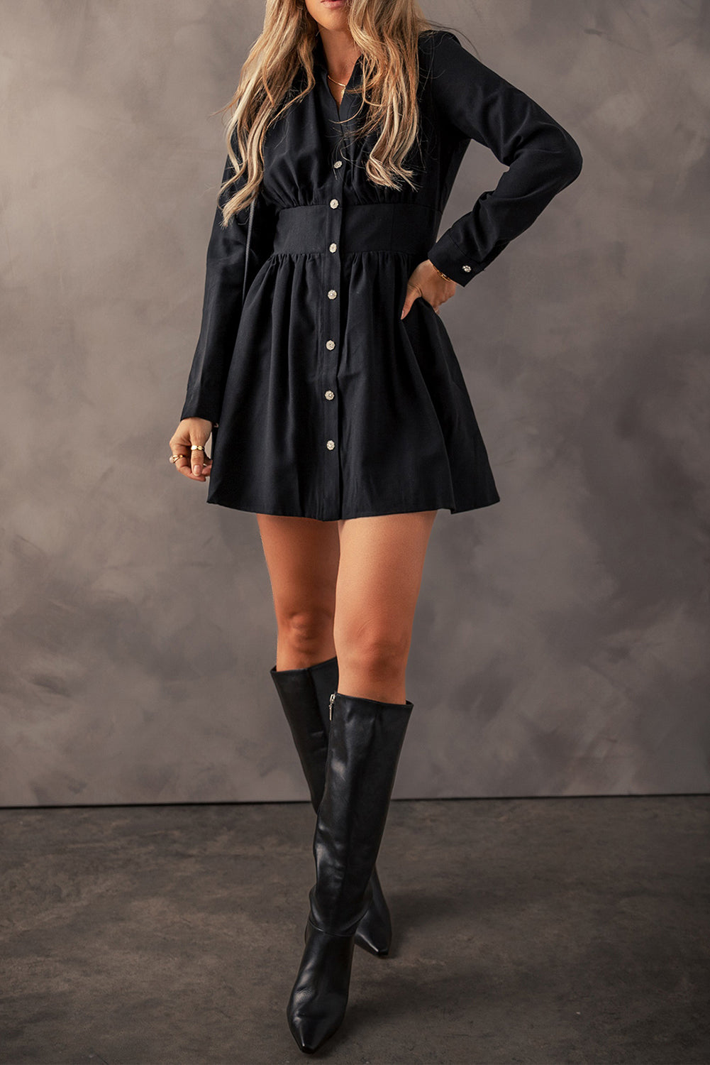 Leia Long Sleeve Shirt Mini Dress by Poppy Lee Lane