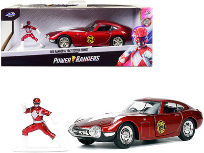 1967 Toyota 2000GT RHD (Right Hand Drive) Red Metallic and Red Ranger Diecast Figurine "Power Rangers" "Hollywood Rides" Series 1/32 Diecast Model Car by Jada  free shipping USA