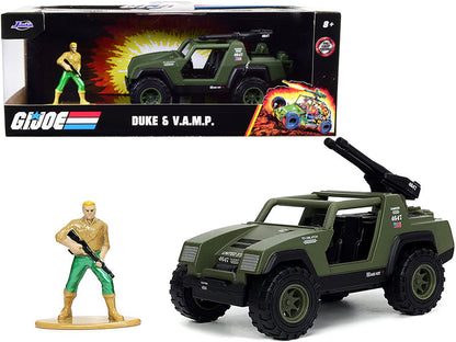 V.A.M.P. Olive Green and Duke Diecast Figurine "G.I. Joe" "Hollywood Rides" Series 1/32 Diecast Model Car by Jada  free shipping USA