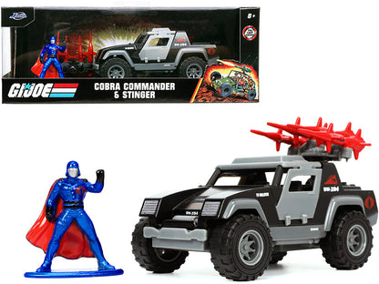Stinger with Missile Launcher and Cobra Commander Diecast Figurine "G.I. Joe" "Hollywood Rides" Series 1/32 Diecast Model Car by Jada  free shipping USA