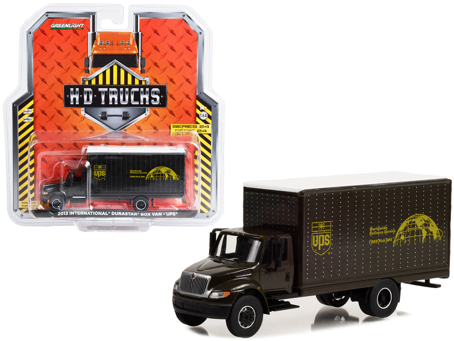 2013 International Durastar Box Van "UPS (United Parcel Service) Worldwide Delivery Service" "Heavy Duty H.D. Trucks" Series 24 1/64 Diecast Model Car by Greenlight  free shipping USA