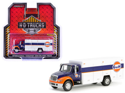 International Durastar 4400 Delivery Truck "Gulf Oil" Dark Blue and White "H.D. Trucks" Series 25 1/64 Diecast Model Car by Greenlight  free shipping USA