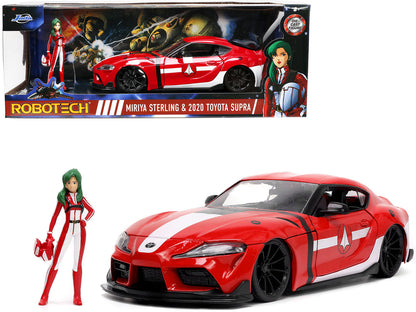 2020 Toyota Supra Red with Graphics and Miriya Sterling Diecast Figurine "Robotech" "Hollywood Rides" Series 1/24 Diecast Model Car by Jada  free shipping USA
