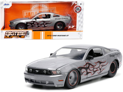 2010 Ford Mustang GT Gray Metallic with Flames "Ford Motor Company" "Bigtime Muscle" Series 1/24 Diecast Model Car by Jada  free shipping USA