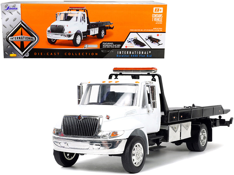 International DuraStar 4400 Flatbed Tow Truck White 1/24 Diecast Model by Jada  free shipping USA