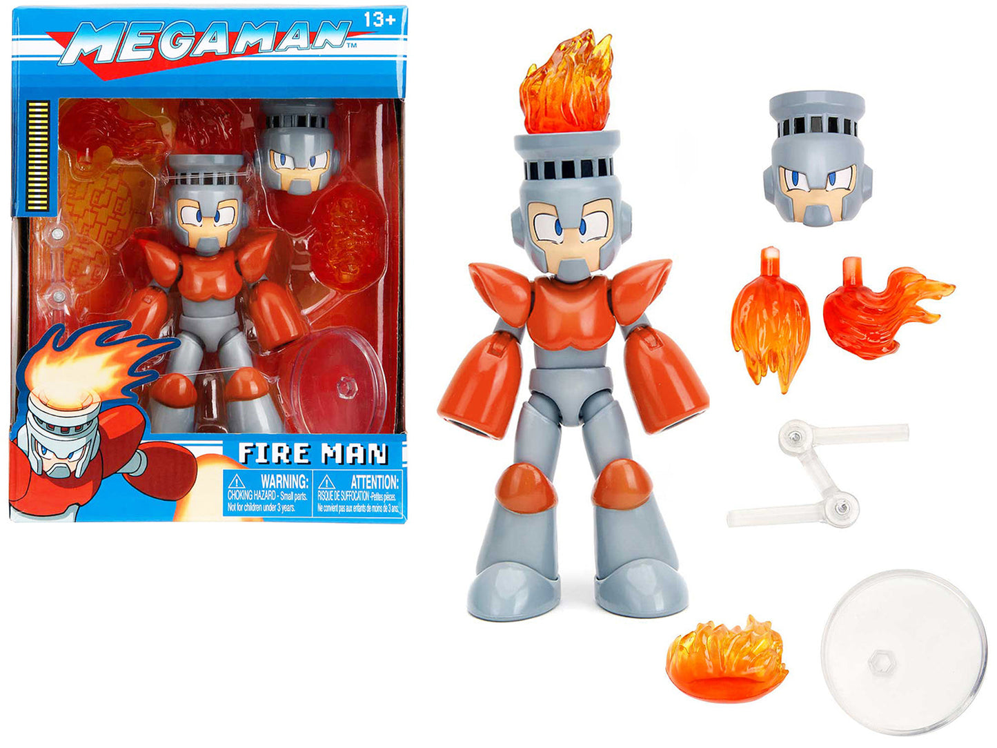 Fire Man 5.5" Moveable Figure with Accessories and Alternate Head and Hands "Mega Man" (1987) Video Game model by Jada  free shipping USA