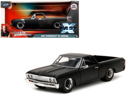1967 Chevrolet El Camino Matt Black "Fast & Furious" Series 1/24 Diecast Model Car by Jada  free shipping USA