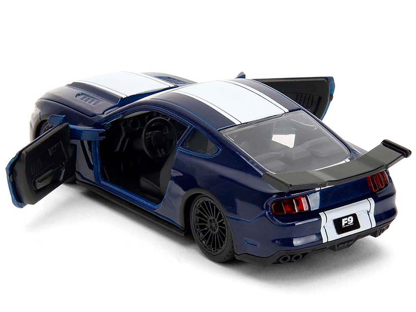 2016 Ford Mustang GT Dark Blue Metallic with White Stripe "F9" (2021) Movie "Fast & Furious" Series 1/32 Diecast Model Car by Jada